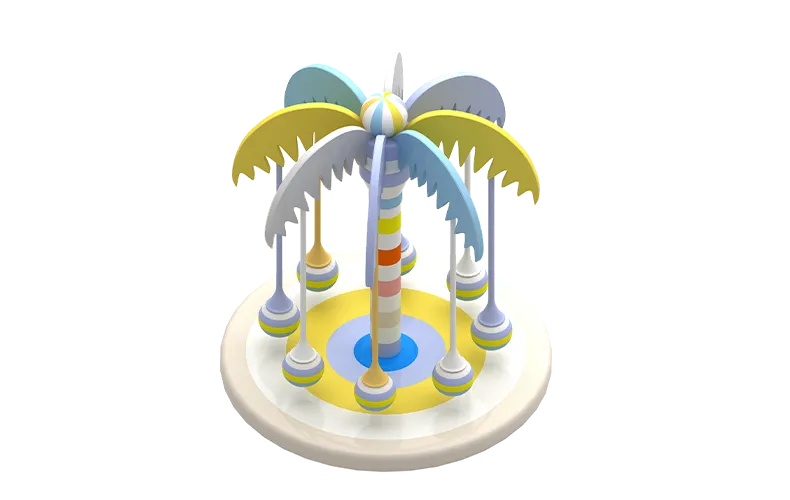 Customized Indoor Coconut Tree Electric Swivel Carousel Soft Play Equipment For Sale
