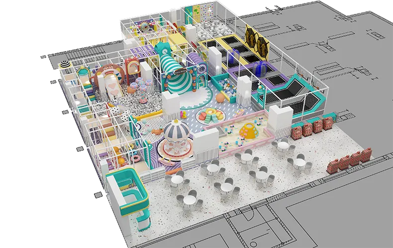 600 SQM Pastel Color Theme Indoor Playground Equipment
