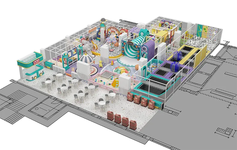 600 SQM Pastel Color Theme Indoor Playground Equipment