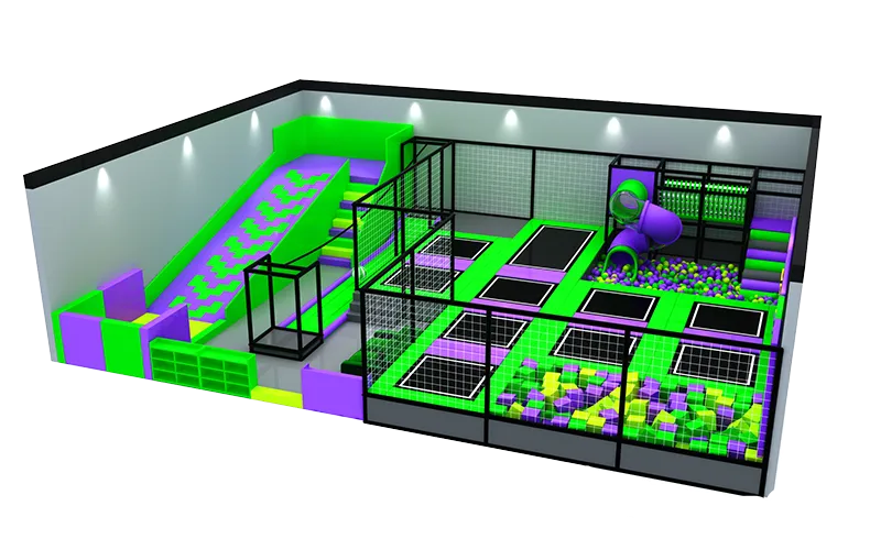 Top Supplier Commercial Indoor Trampoline Jump Park With Kids Donut Slide Play Equipment