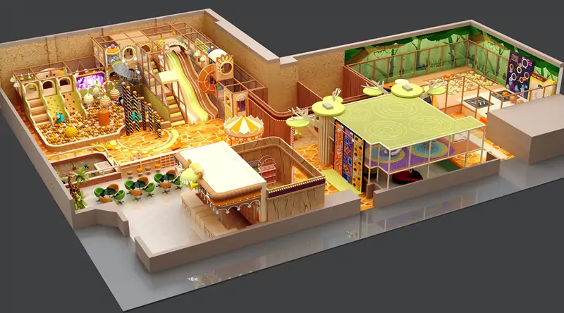 3D layout rendering of complete indoor children play center